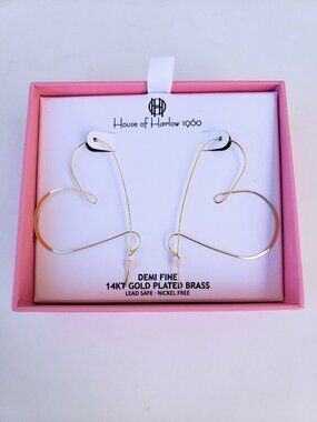 House of Harlow 1960 gold plated heart earrings in box